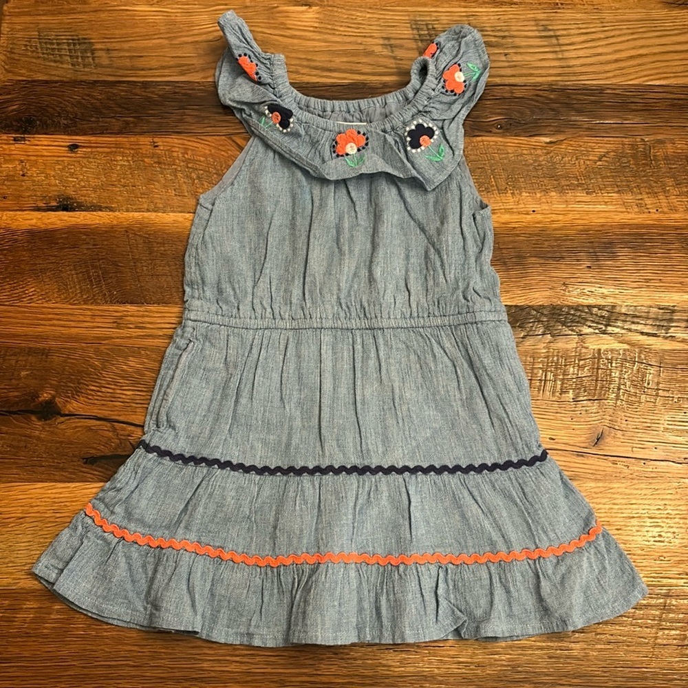 MINI BODEN Yoke Chambray Dress Girls 2-3Y with pockets